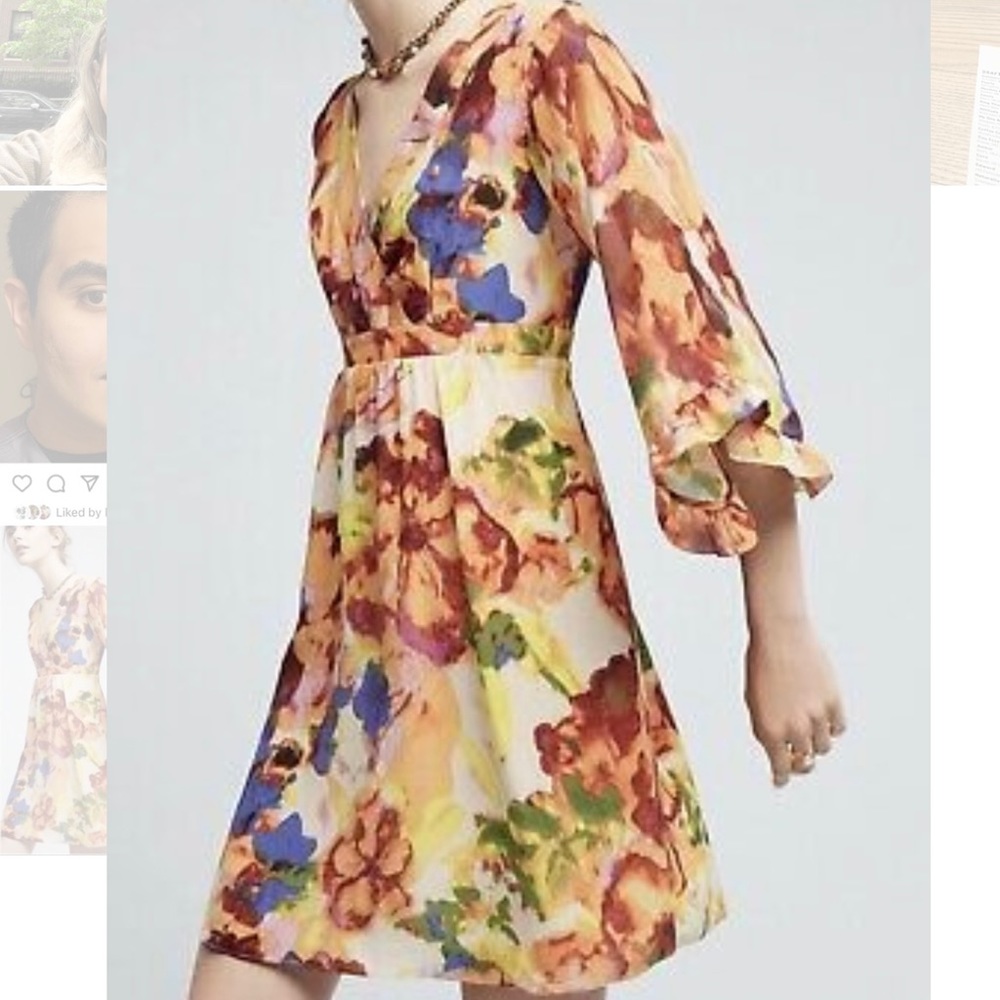 Anthropologie Maeve Deloria printed Silk Dress